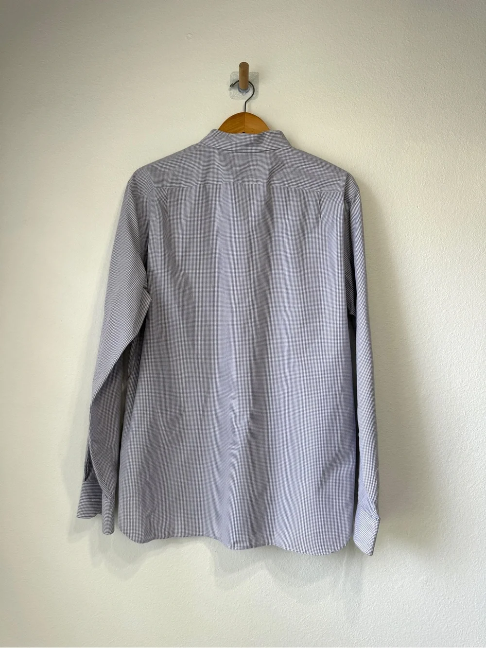 J.Crew Soft Lavender Micro Gingham Button-Down Shirt 2-Ply Cotton Size L